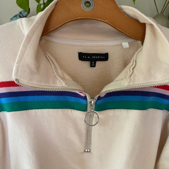Retro 90's Crop Rainbow Sweater Zip Sweatshirt S/M - Picture 5 of 7